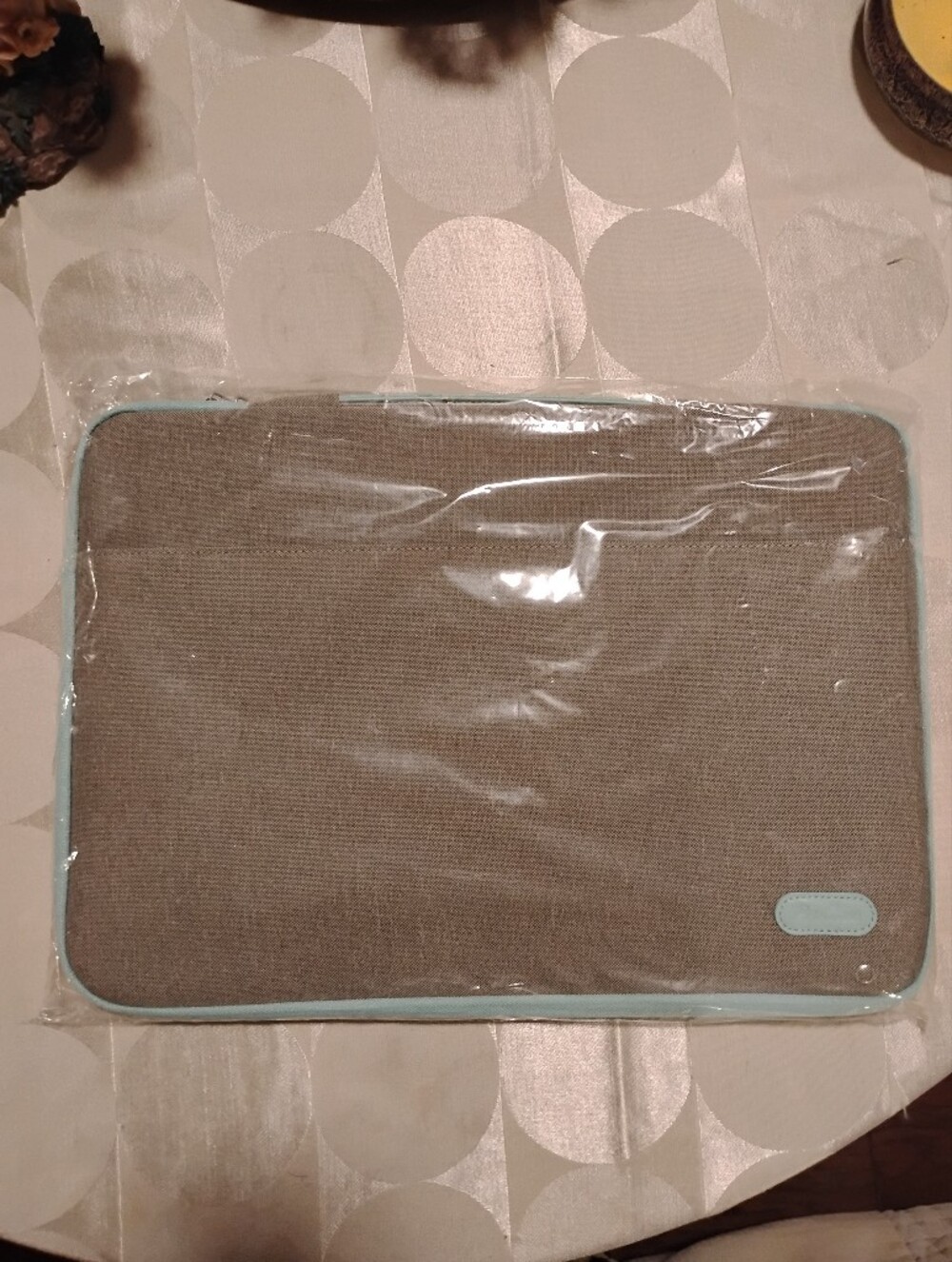 Laptop Sleeve Case in Light Grey with Mint Trim